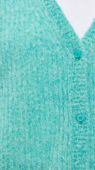 American Vintage Nuggy Cardigan Turquoise Fluo Chine S | Thumbnail 6 American Vintage Nuggy Cardigan Turquoise Fluo Chine S | Thumbnail 6