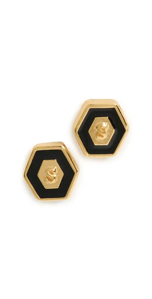 Gwen Beloti Initial Hex Stud Earrings S One Size