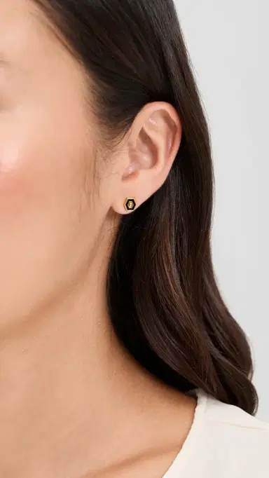 Gwen Beloti Initial Hex Stud Earrings J One Size | Thumbnail 3