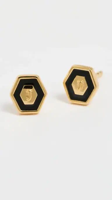 Gwen Beloti Initial Hex Stud Earrings J One Size | Thumbnail 4