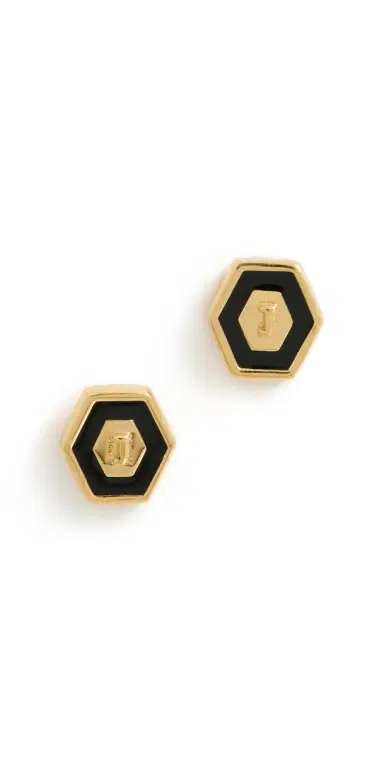 Gwen Beloti Initial Hex Stud Earrings J One Size | Thumbnail 1