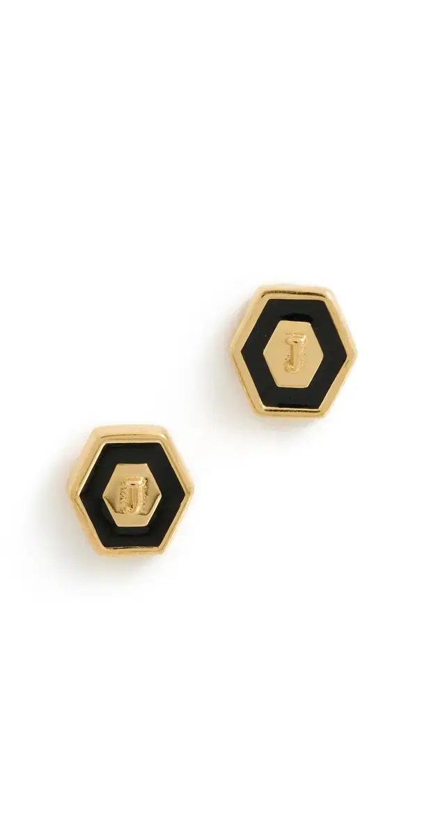 Gwen Beloti Initial Hex Stud Earrings J One Size