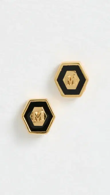 Gwen Beloti Initial Hex Stud Earrings M One Size | Thumbnail 2