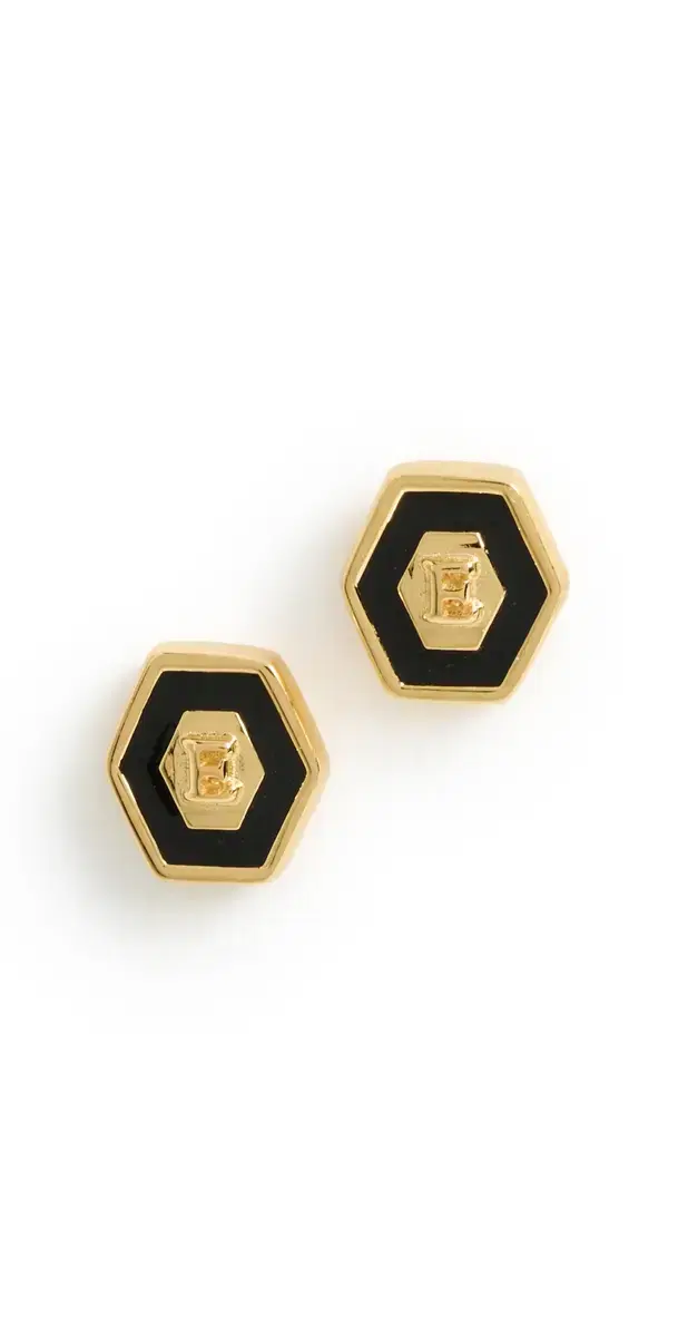 Gwen Beloti Initial Hex Stud Earrings E One Size