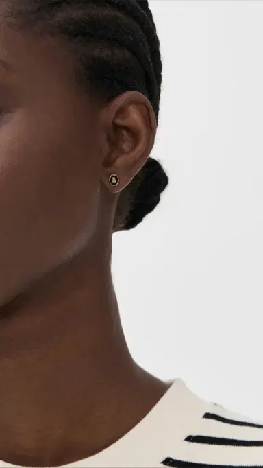 Gwen Beloti Initial Hex Stud Earrings A | Thumbnail 3 Gwen Beloti Initial Hex Stud Earrings A | Thumbnail 3