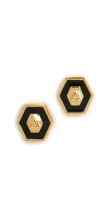 Gwen Beloti Initial Hex Stud Earrings A | Thumbnail 1 Gwen Beloti Initial Hex Stud Earrings A | Thumbnail 1
