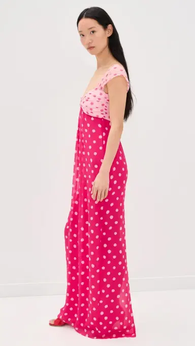 SALONI Chani Long Dress Polka Strawberry | Thumbnail 4