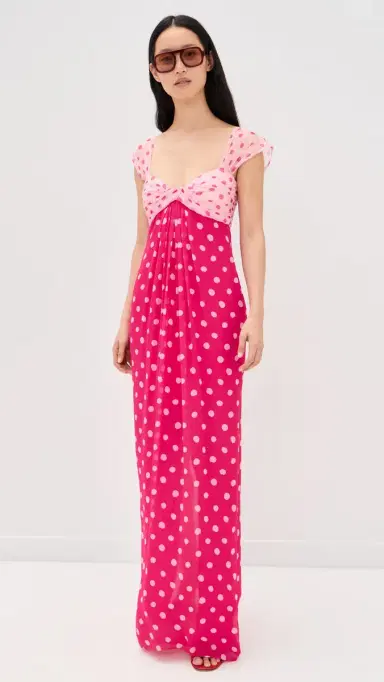 SALONI Chani Long Dress Polka Strawberry | Thumbnail 5