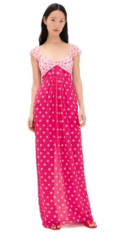 SALONI Chani Long Dress Polka Strawberry | Thumbnail 1