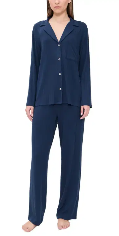 Eberjey Gisele Rib The Long Pajama Set Navy | Thumbnail 1 Eberjey Gisele Rib The Long Pajama Set Navy | Thumbnail 1