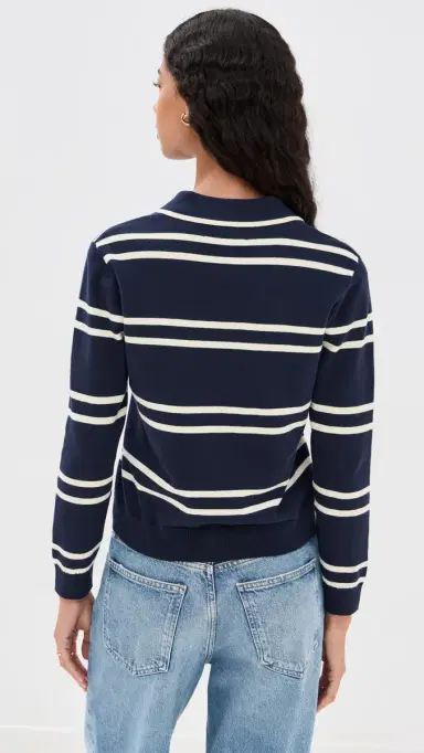 State & Lake Long Sleeve Striped Polo Navy/White | Thumbnail 3