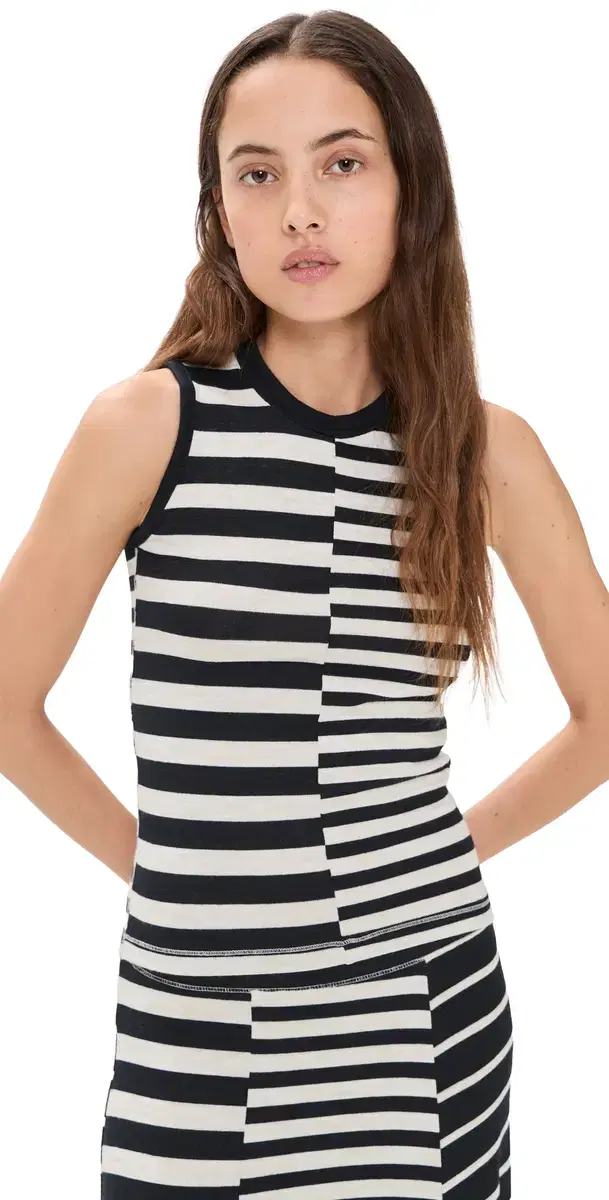 The Knit ixed Stripe Tank salmt