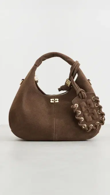 GANNI Recycled Suede Mini Hobo Bag Chicory Coffee One Size | Thumbnail 2 GANNI Recycled Suede Mini Hobo Bag Chicory Coffee One Size | Thumbnail 2