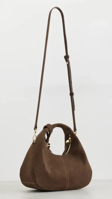 GANNI Recycled Suede Mini Hobo Bag Chicory Coffee One Size | Thumbnail 4 GANNI Recycled Suede Mini Hobo Bag Chicory Coffee One Size | Thumbnail 4
