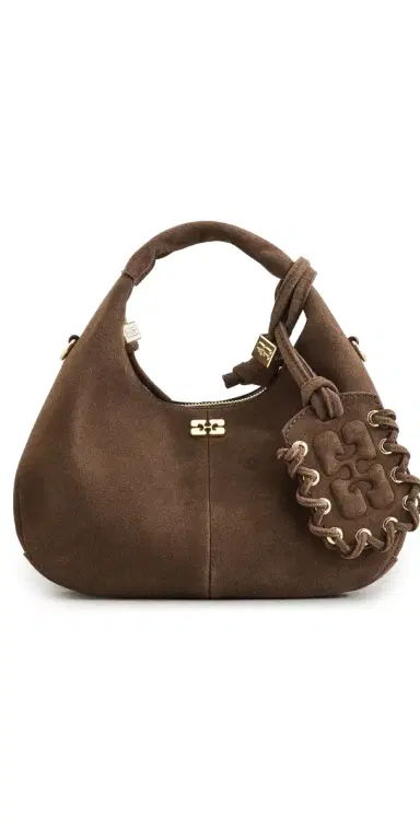 GANNI Recycled Suede Mini Hobo Bag Chicory Coffee One Size | Thumbnail 1 GANNI Recycled Suede Mini Hobo Bag Chicory Coffee One Size | Thumbnail 1