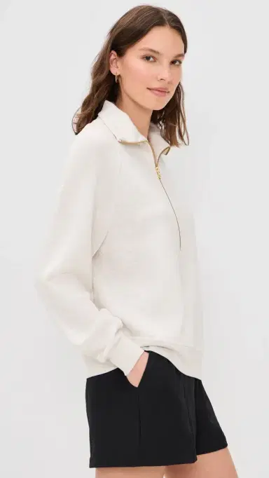 Varley Selene Half Zip Marl Pullover Ivory Marl S | Thumbnail 4