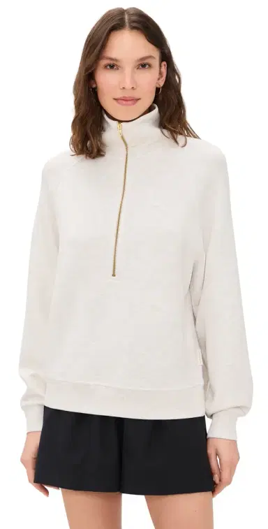 Varley Selene Half Zip Marl Pullover Ivory Marl S | Thumbnail 1