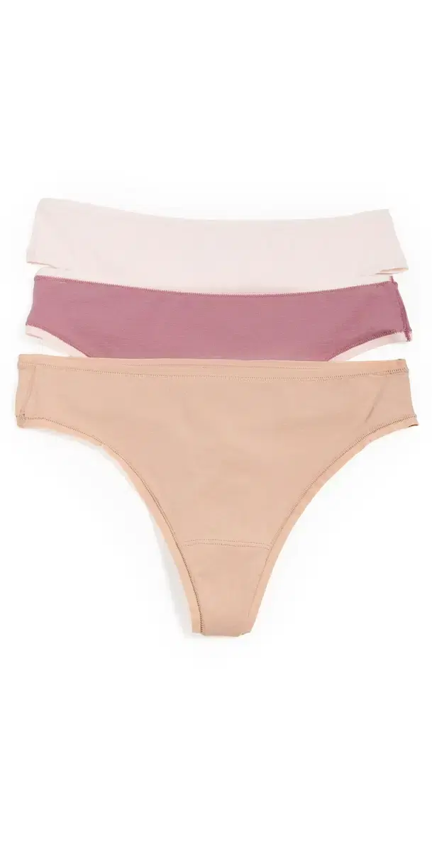 Bliss Bare Cotton Thong 3-Pack Peach Whip/Nostalgia Rose/Buff