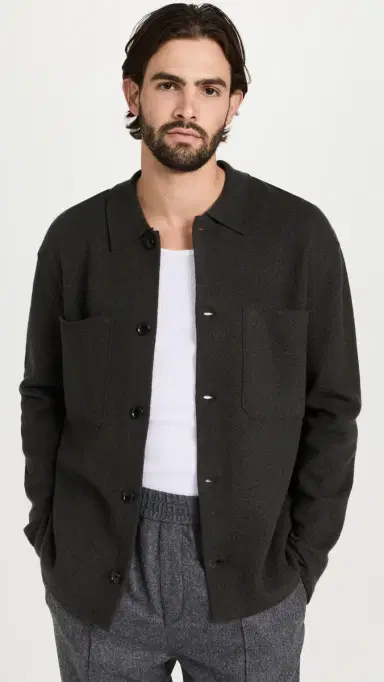 NN07 Jonas Full Button Sweater Dark Army | Thumbnail 2