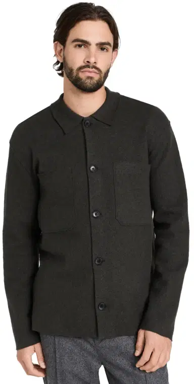 NN07 Jonas Full Button Sweater Dark Army | Thumbnail 1