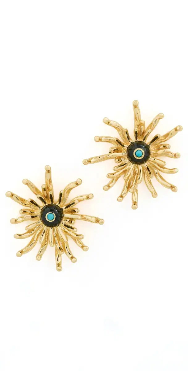 Cactus Flower Studs Gold One Size Cactus Flower Studs Gold One Size