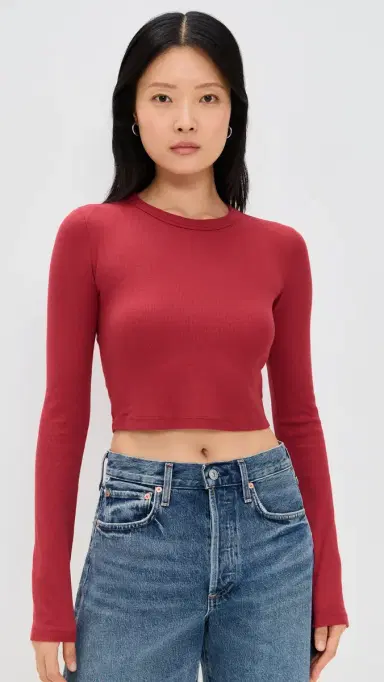 Cotton Citizen Verona Crop Shirt Crimson | Thumbnail 2 Cotton Citizen Verona Crop Shirt Crimson | Thumbnail 2
