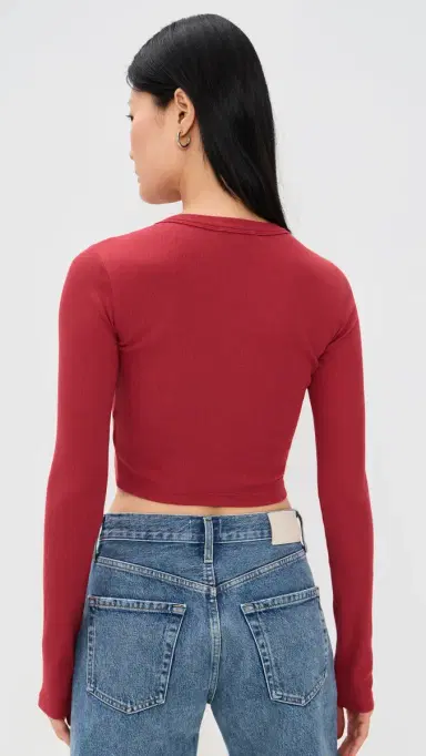 Cotton Citizen Verona Crop Shirt Crimson | Thumbnail 3 Cotton Citizen Verona Crop Shirt Crimson | Thumbnail 3