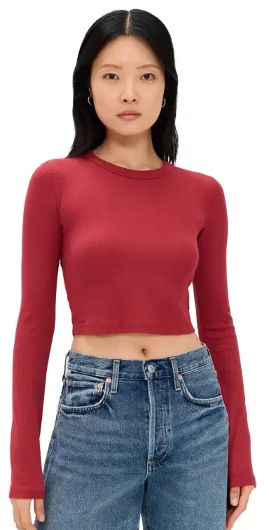 Cotton Citizen Verona Crop Shirt Crimson | Thumbnail 1 Cotton Citizen Verona Crop Shirt Crimson | Thumbnail 1