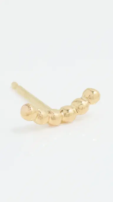 Zoë Chicco 14k Gold Bead Curved Bar Single Stud Earring 14k Yellow Gold One Size | Thumbnail 4