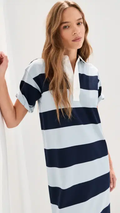 LE BOP Nell Polo Oversized Maxi Dress Ice Blue/idnight | Thumbnail 2