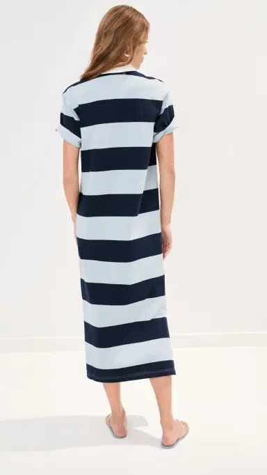 LE BOP Nell Polo Oversized Maxi Dress Ice Blue/idnight | Thumbnail 4