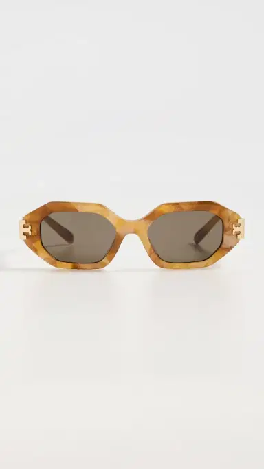 Tory Burch Eleanor Geometric Sunglasses Milky Pearl Amber One Size | Thumbnail 2