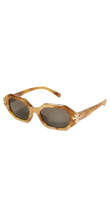 Tory Burch Eleanor Geometric Sunglasses Milky Pearl Amber One Size | Thumbnail 1