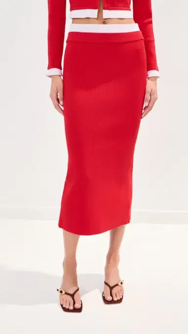 LE BOP Alex Midi Skirt Poppy/Ballet Pink | Thumbnail 2