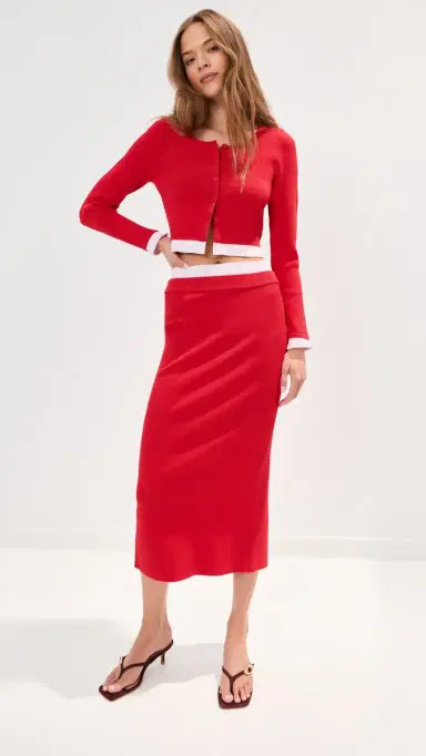 LE BOP Alex Midi Skirt Poppy/Ballet Pink | Thumbnail 5