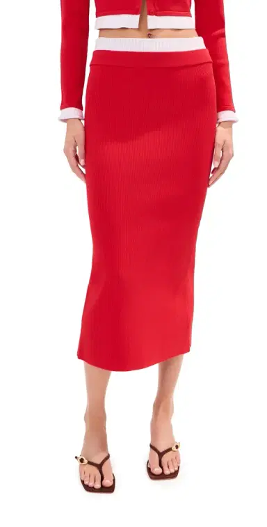 LE BOP Alex Midi Skirt Poppy/Ballet Pink | Thumbnail 1