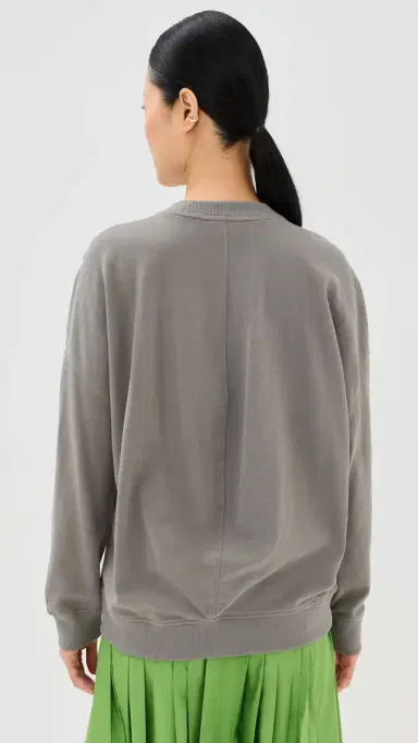 Tibi Lightweight Crew Neck Sweatshirt Dark Stone | Thumbnail 4 Tibi Lightweight Crew Neck Sweatshirt Dark Stone | Thumbnail 4