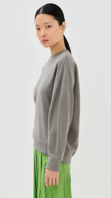 Tibi Lightweight Crew Neck Sweatshirt Dark Stone | Thumbnail 5 Tibi Lightweight Crew Neck Sweatshirt Dark Stone | Thumbnail 5