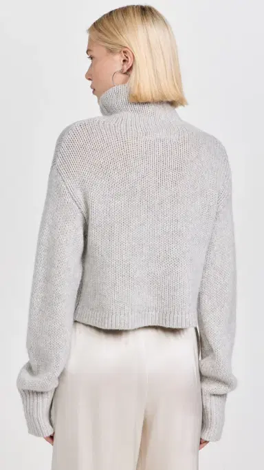 Sablyn Cropped Cashmere Turtleneck Sweater Foggy | Thumbnail 3 Sablyn Cropped Cashmere Turtleneck Sweater Foggy | Thumbnail 3
