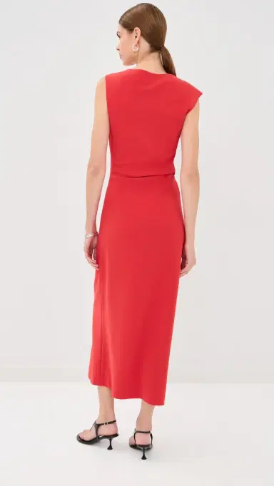 Proenza Schouler Damea Dress in Matte Double Crepe Tomato | Thumbnail 4 Proenza Schouler Damea Dress in Matte Double Crepe Tomato | Thumbnail 4