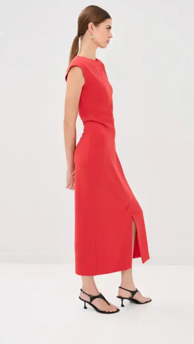 Proenza Schouler Damea Dress in Matte Double Crepe Tomato | Thumbnail 5 Proenza Schouler Damea Dress in Matte Double Crepe Tomato | Thumbnail 5