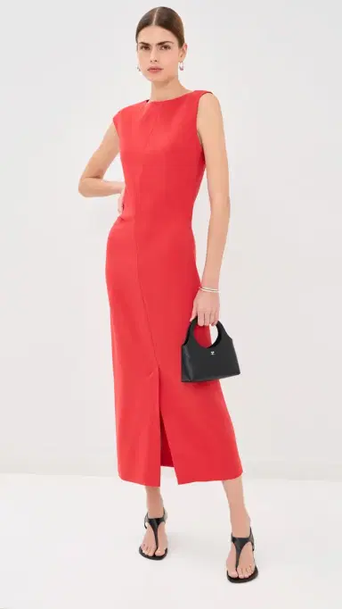 Proenza Schouler Damea Dress in Matte Double Crepe Tomato | Thumbnail 6 Proenza Schouler Damea Dress in Matte Double Crepe Tomato | Thumbnail 6