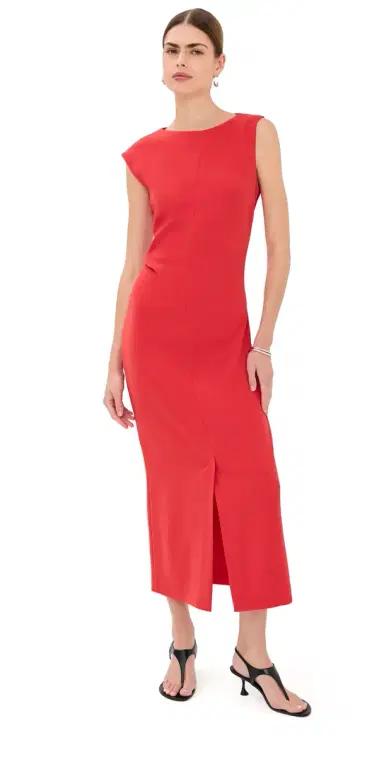 Proenza Schouler Damea Dress in Matte Double Crepe Tomato | Thumbnail 1 Proenza Schouler Damea Dress in Matte Double Crepe Tomato | Thumbnail 1