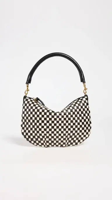 Clare V. Clare V. Petite Moyen Messenger Black & Cream Woven Checker One Size | Thumbnail 2