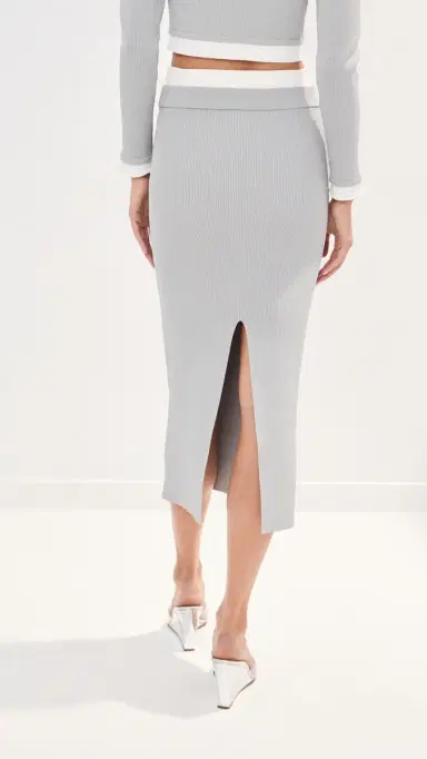 LE BOP Alex Midi Skirt Heather Grey/White | Thumbnail 4