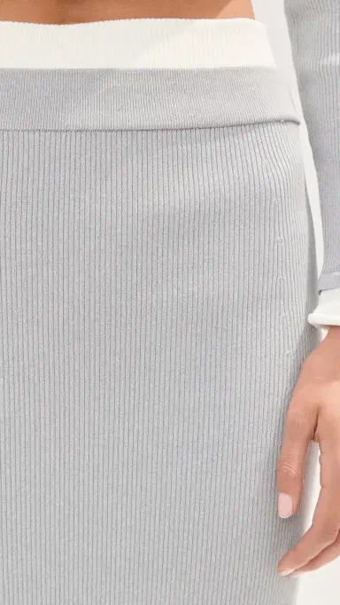 LE BOP Alex Midi Skirt Heather Grey/White | Thumbnail 6
