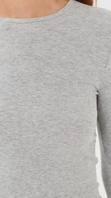 Tibi Circular Ribbed Crewneck Pullover Tee Heather Grey | Thumbnail 6