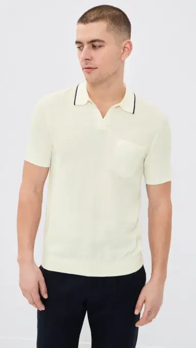 RLX Ralph Lauren Cotton Coomax Johnny Collar Sweater Polo White Splash/Refined Navy L | Thumbnail 2