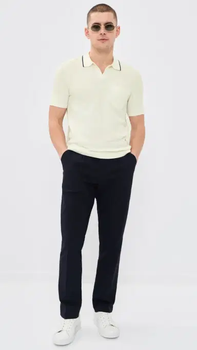 RLX Ralph Lauren Cotton Coomax Johnny Collar Sweater Polo White Splash/Refined Navy L | Thumbnail 5