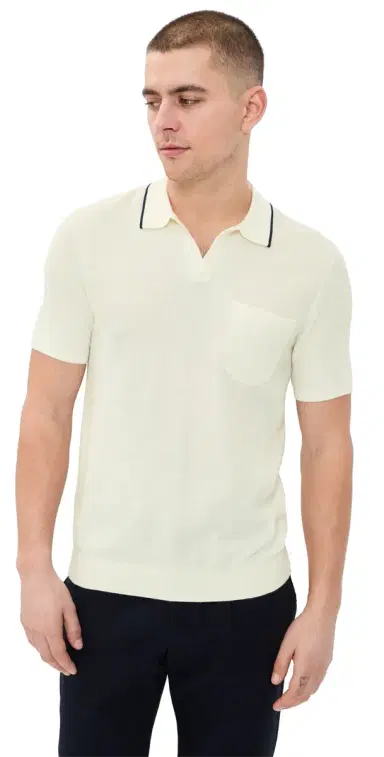 RLX Ralph Lauren Cotton Coomax Johnny Collar Sweater Polo White Splash/Refined Navy L | Thumbnail 1